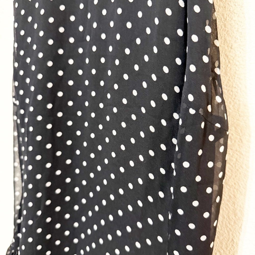 Helsa The Gemma Dress in Printed Silk Chiffon in Black & Ivory Polka Dot Medium - Picture 10 of 13